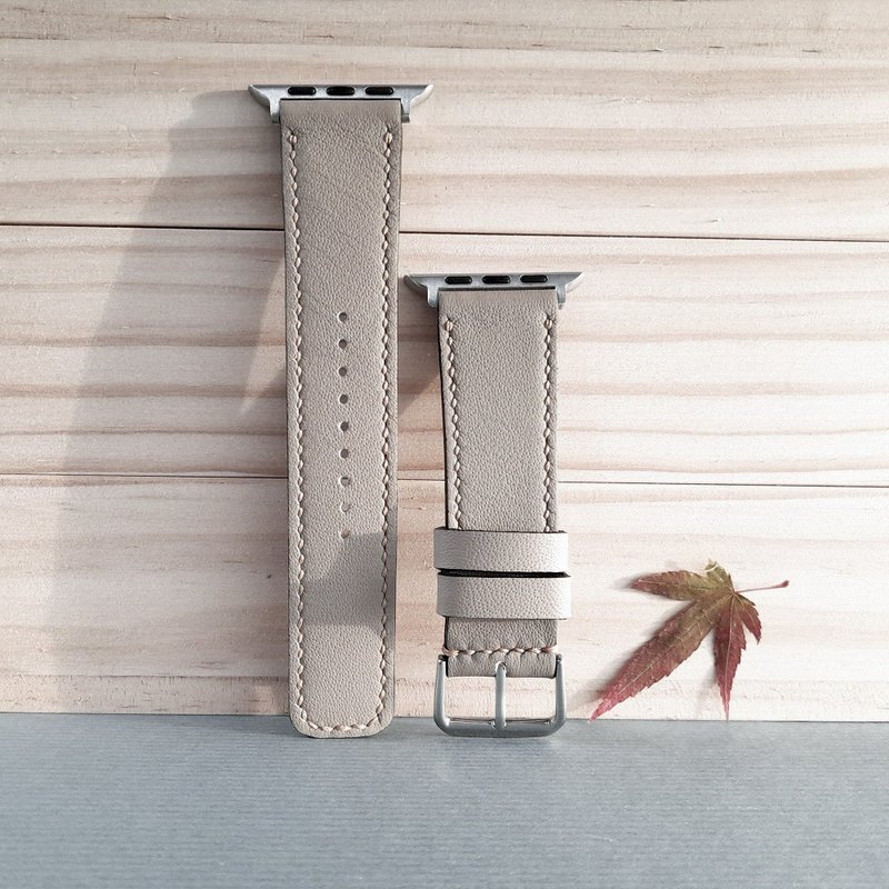 Apple Watch錶帶 / 米灰色 / 手工錶帶 / 義大利頂級皮革 - 錶帶 - 真皮 