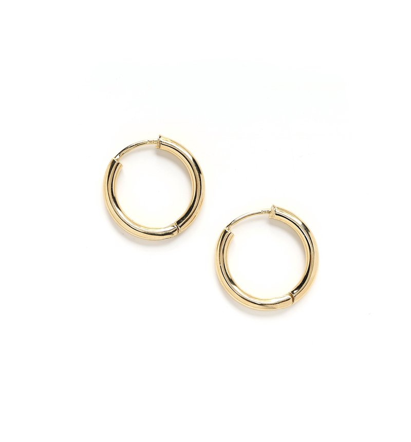 [Made in Japan] K18YG (18K Yellow Gold) Ring Hoop Earrings 15mm x 2mm [Pair] - ต่างหู - โลหะ สีทอง