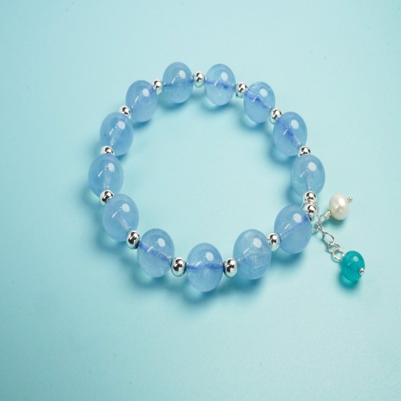 Aquamarine Freshwater Pearl 14KGF Bracelet - สร้อยข้อมือ - คริสตัล สีน้ำเงิน