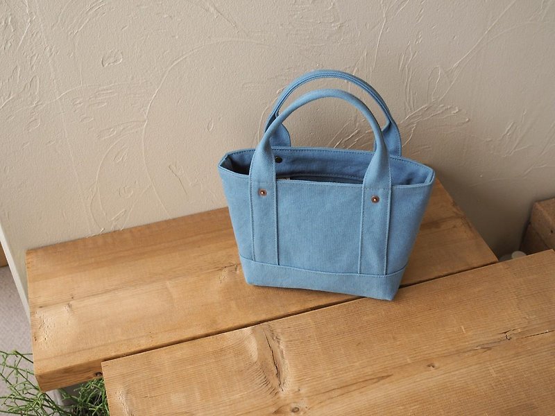 Tote Chibi Size Blue Jade with lid only - Handbags & Totes - Cotton & Hemp Blue