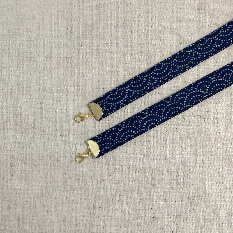 藍底波紋 口罩吊繩 口罩鍊 - 掛繩/吊繩 - 棉．麻 多色