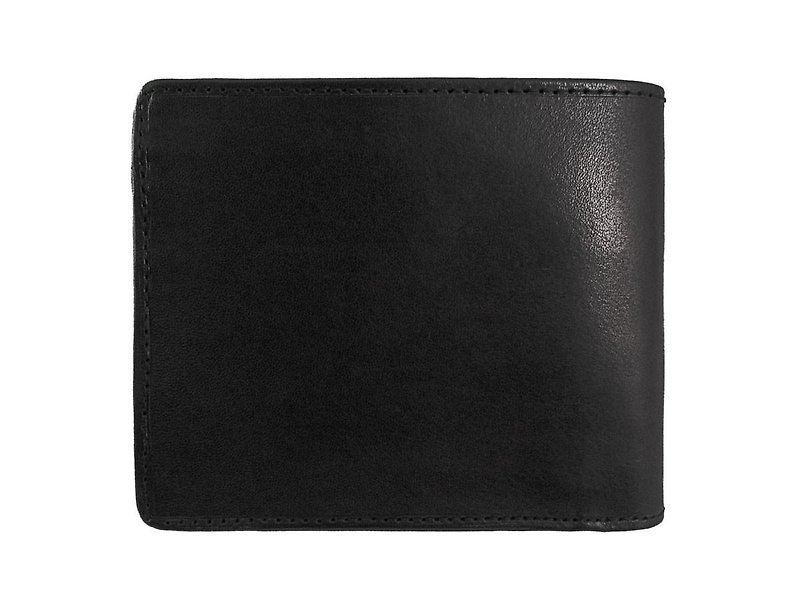 Deep black Folded wallet - กระเป๋าสตางค์ - หนังแท้ สีดำ