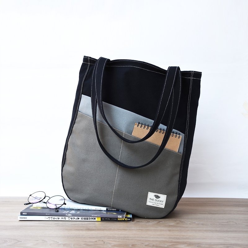 double pocket tote - black - Handbags & Totes - Cotton & Hemp Black