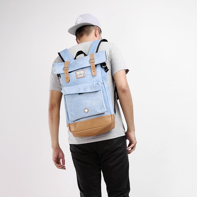 2017 new debut double package ║ flight bag (L) - light cowboy ║ - Backpacks - Waterproof Material Blue