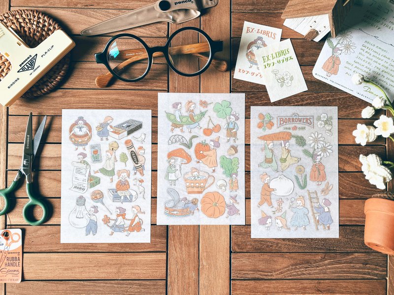 Dimanche Pressure-Sensitive Stickers - The Borrowers - Stickers - Paper Multicolor