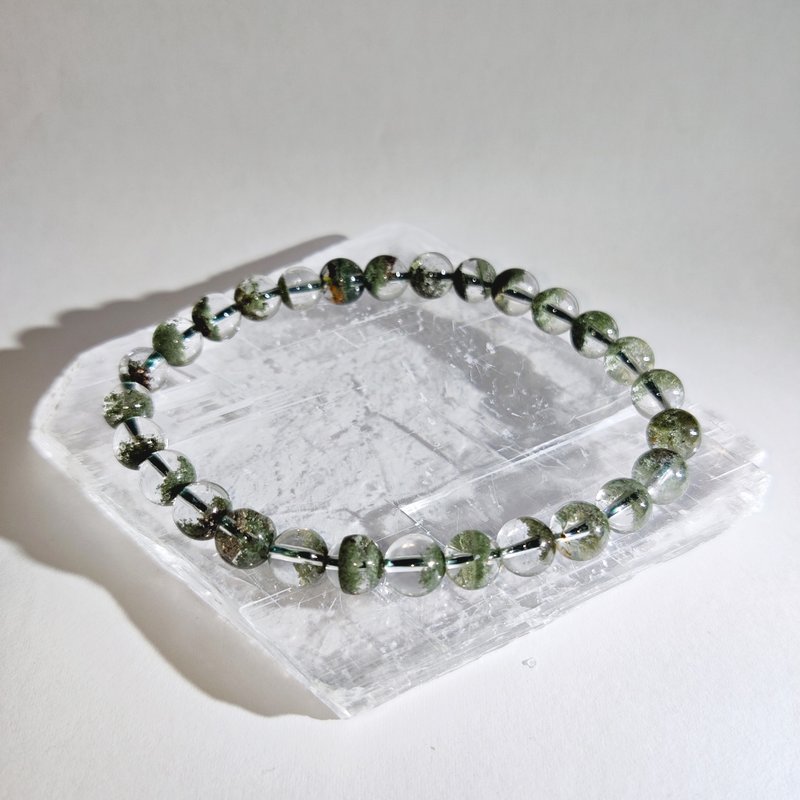 [Custom-made products] Green Ghost Cornucopia Half Basin Translucent Brazilian 7-12mm Bracelet Natural Crystal - Bracelets - Crystal Green