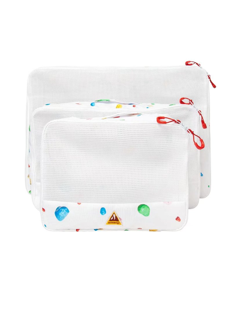 archi（アーチ）ストーンチョコレートプリント トラベル収納ポーチ 洗面用具/衣類/下着仕分け 防水ポータブルバッグ - 収納用品 - その他の素材 ホワイト