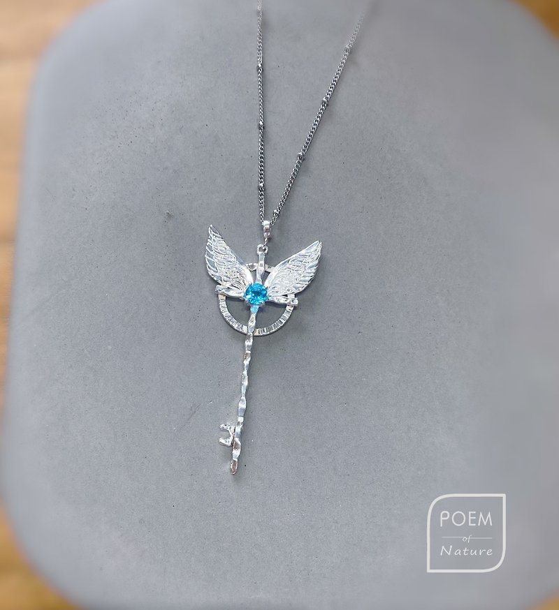[Goddess Day Gift Box] Key to Heaven Silver Necklace Stone/Amethyst/Citrine - สร้อยคอ - เงิน สีน้ำเงิน