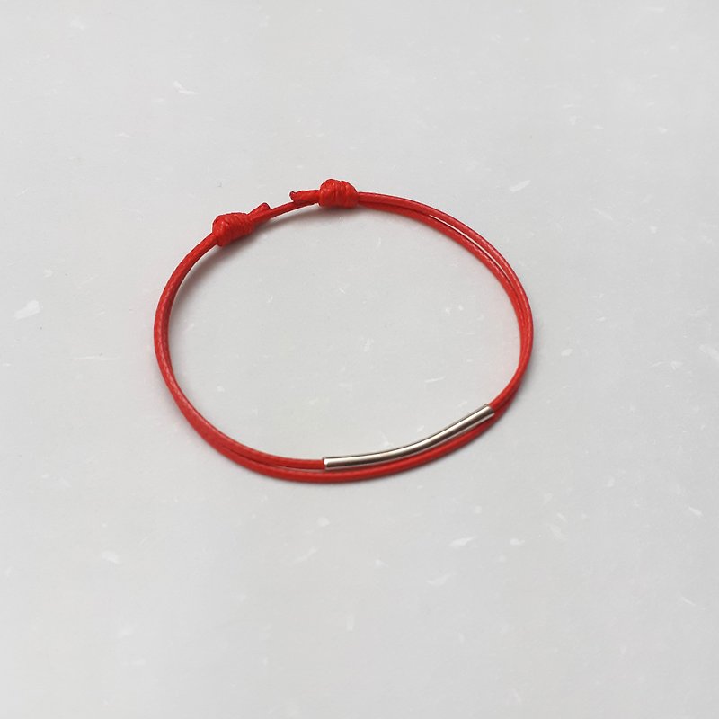 Wax Bracelet Smooth Curved Tube Plain Plain Wax Rope Thin Line - Bracelets - Other Materials Red