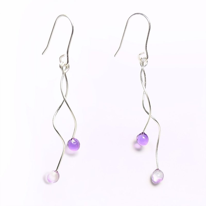 Cool and white fruit sterling silver earrings / ear needles / ear clip (one pair) ~ romantic purple - Earrings & Clip-ons - Other Materials Purple