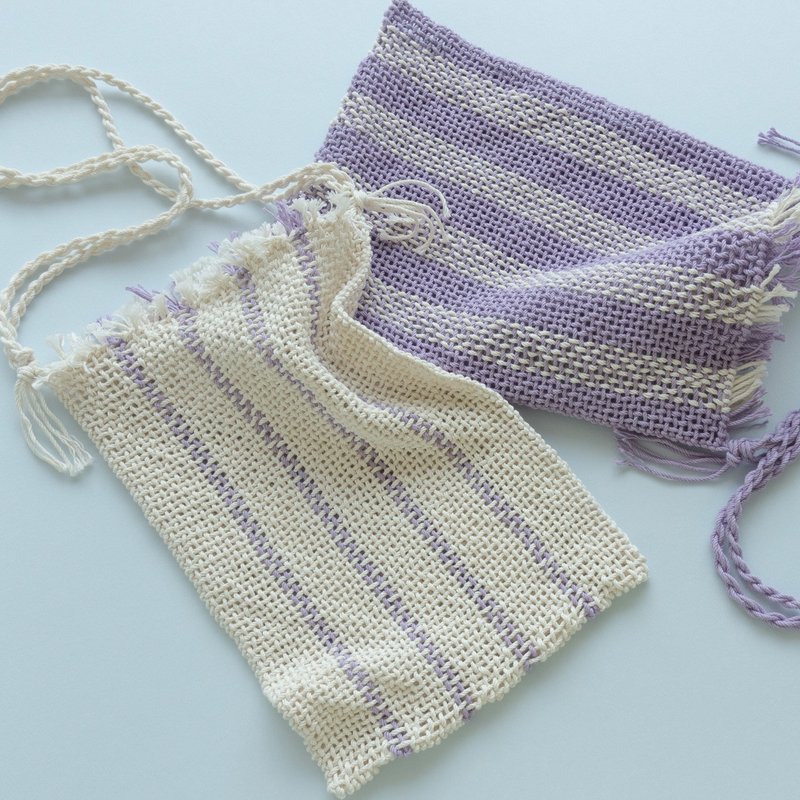 Weaving Kit) Stripe Bag - Knitting, Embroidery, Felted Wool & Sewing - Cotton & Hemp 