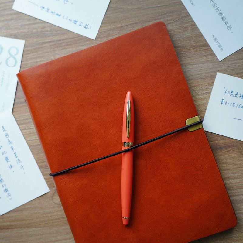 (Free customized engraving) HAPPYMT happy pen-coral red gold clip - Fountain Pens - Copper & Brass Orange