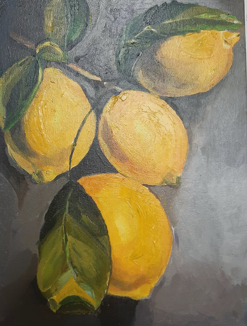 Lemons 11,8*15,8 inches  30*40 cm by Andriy Stadnyk Life Style Oil painting - Wall Décor - Other Materials Multicolor