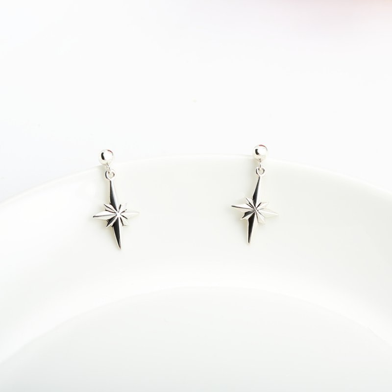 【Angel & Me】Hope North Star Polaris s925 sterling silver earrings birthday gift - Earrings & Clip-ons - Sterling Silver Silver