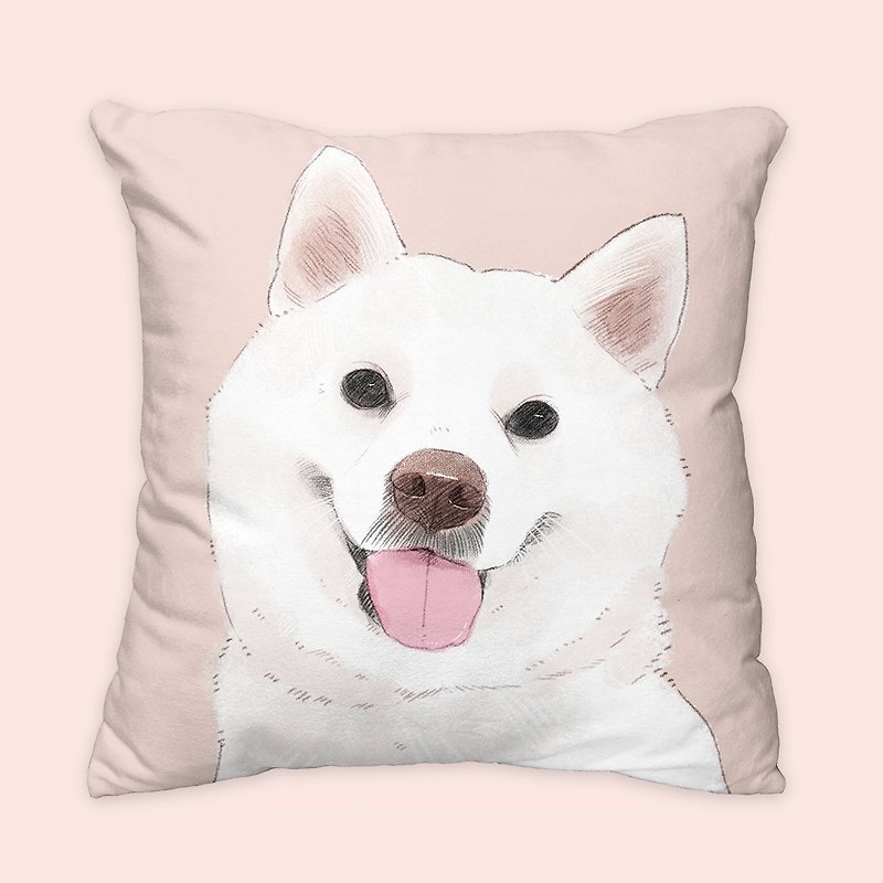 [I will always love you] Classic White Shiba Dog Animal Pillow/Pillow/Cushion - หมอน - ผ้าฝ้าย/ผ้าลินิน สึชมพู