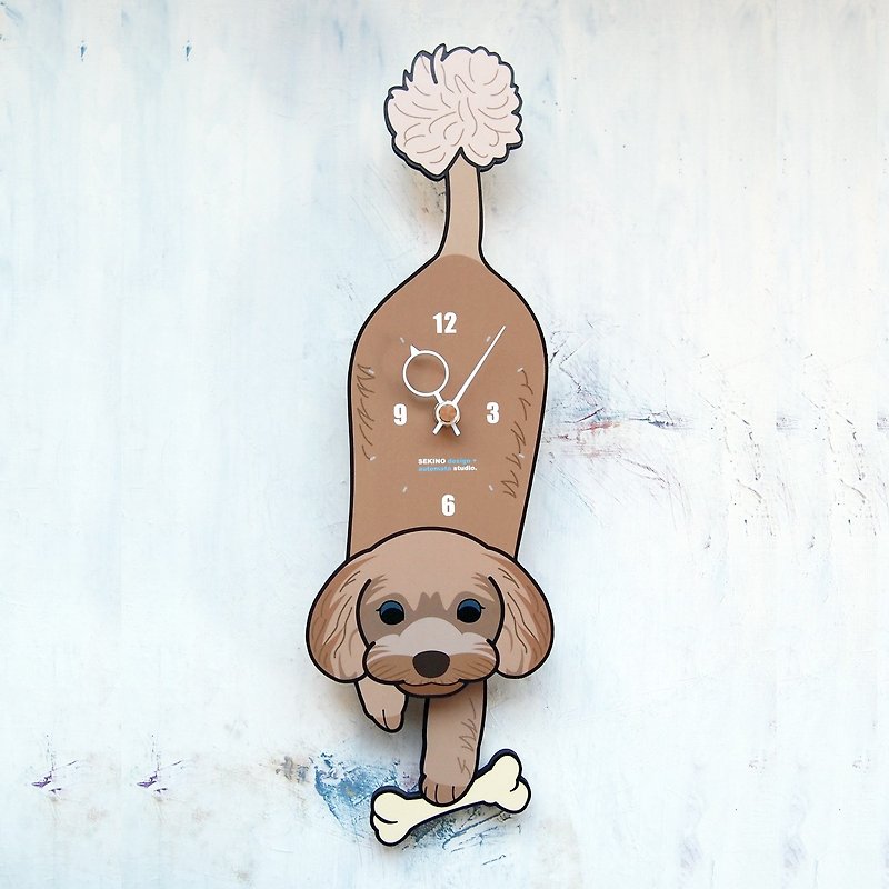 D-11 Toy Poodle(brown) - Pet's pendulum clock - Clocks - Wood 