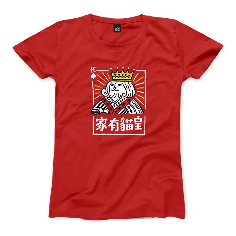 ハウス猫ウォン - レッド - レディースTシャツ - Tシャツ - コットン・麻 