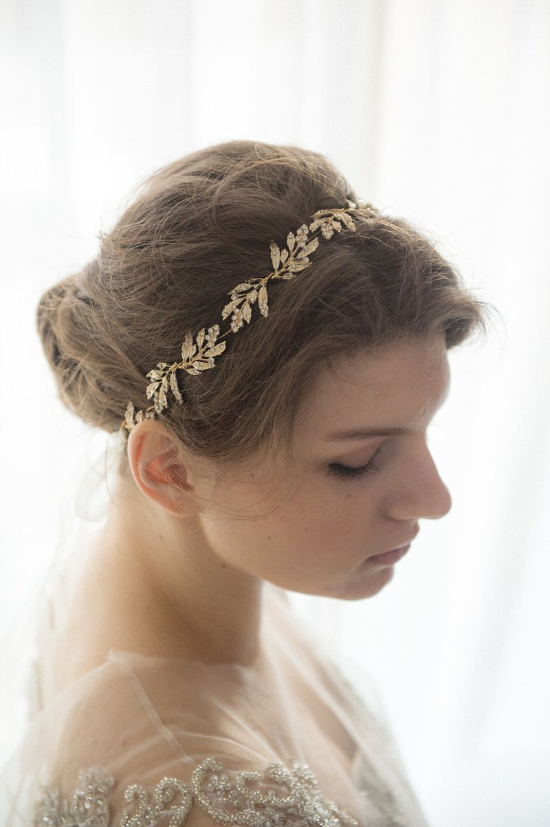淡金色復古風新娘髮帶 頭飾 髮飾 - 髮夾/髮圈 - 其他材質 