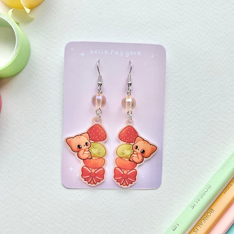 Cute kawaii earrings bith bead and picture - Earrings & Clip-ons - Plastic Multicolor