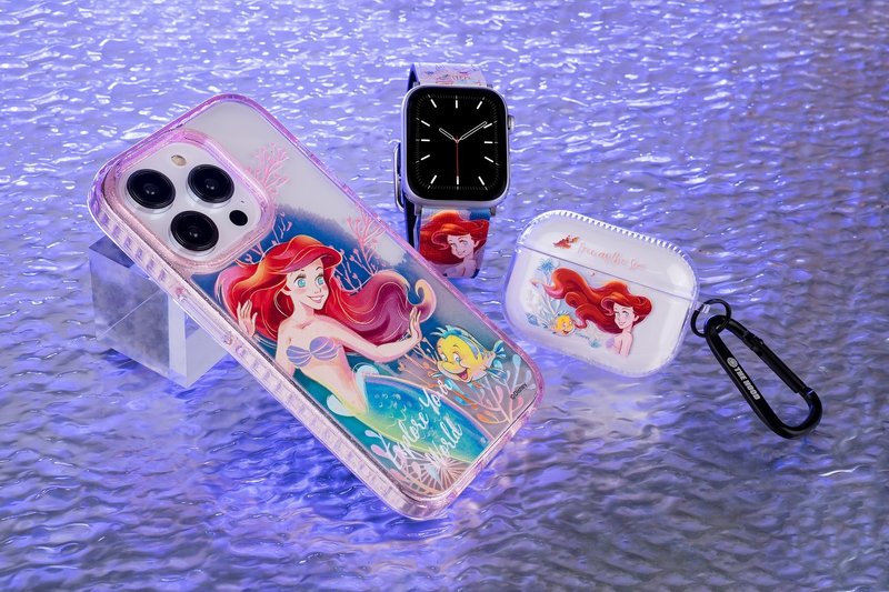迪士尼公主愛麗兒十字壓紋牛皮革Apple Watch真皮錶帶Series 1-8 - 錶帶 - 真皮 