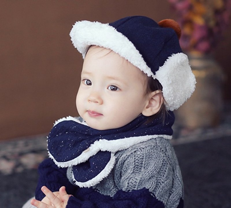 Happy Prince 韓國製 Philly雪絨內裡嬰童圍巾 - 圍兜/口水巾 - 聚酯纖維 藍色