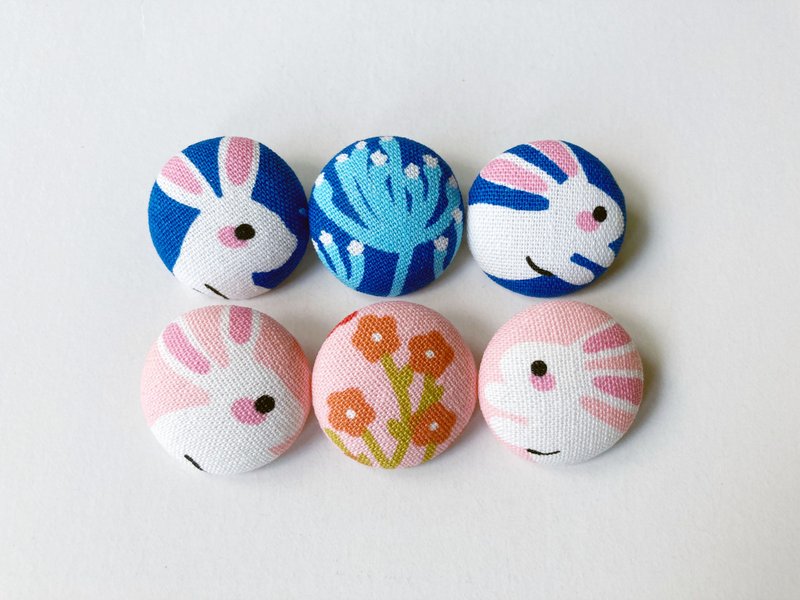 Cloth buttons, knitted sewing handmade materials, Japanese style rabbit DIY materials - Knitting, Embroidery, Felted Wool & Sewing - Cotton & Hemp Multicolor