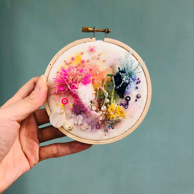手工刺繡創作-初學可. 採礦靈感. 染布刺繡 牌卡探索 - 編織/羊毛氈/縫紉 - 繡線 