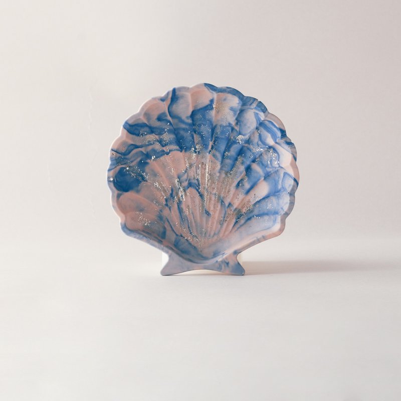 Jesmonite英國礦石樹脂/飾品盤 - 金箔藝術貝殼盤 - 擺飾/家飾品 - 環保材質 粉紅色