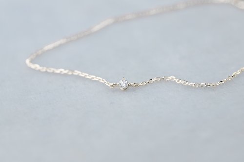Olivia Yao Jewellery 簡約 18K 白金爪鑲/包鑲 3.5 分鑽石手鍊 可調