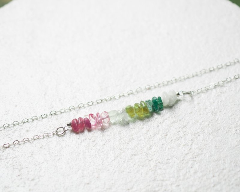 Crystal Necklace / bracelet, 925 Silver, Tourmaline, Peridot, Quartz, Mother Day - สร้อยคอ - คริสตัล หลากหลายสี