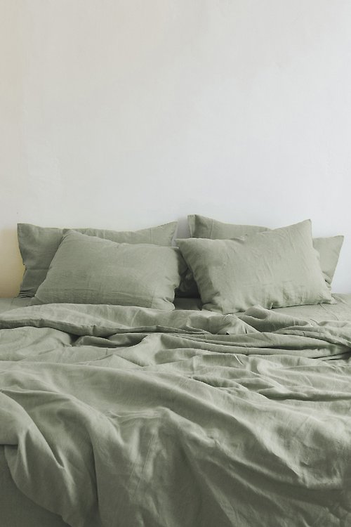 True Things Gray sage linen pillowcase / Green pillow cover / Euro, American, Taiwan size