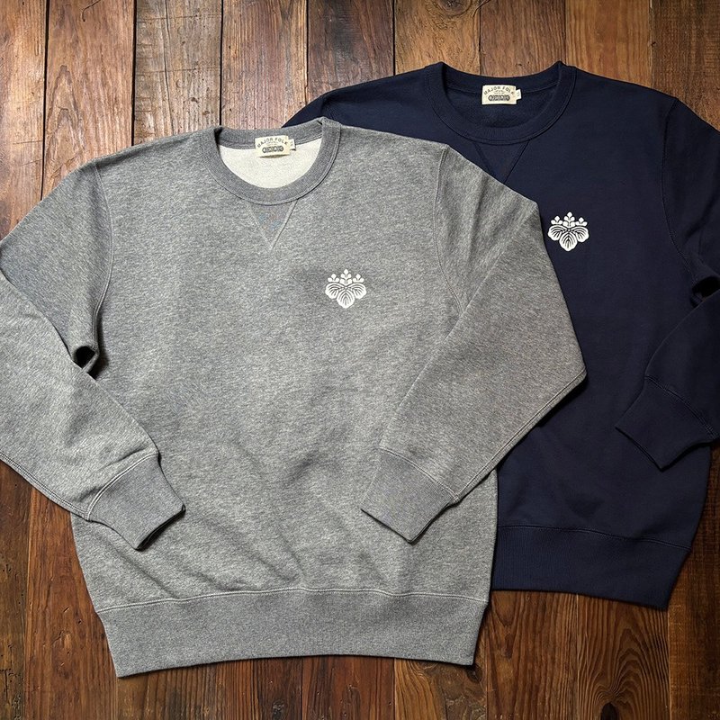 Major Folk Plane Tree Leaf Print Crewneck Sweatshirt - Japanese Retro Unisex Autumn/Winter Casual Top - เสื้อฮู้ด - ผ้าฝ้าย/ผ้าลินิน 