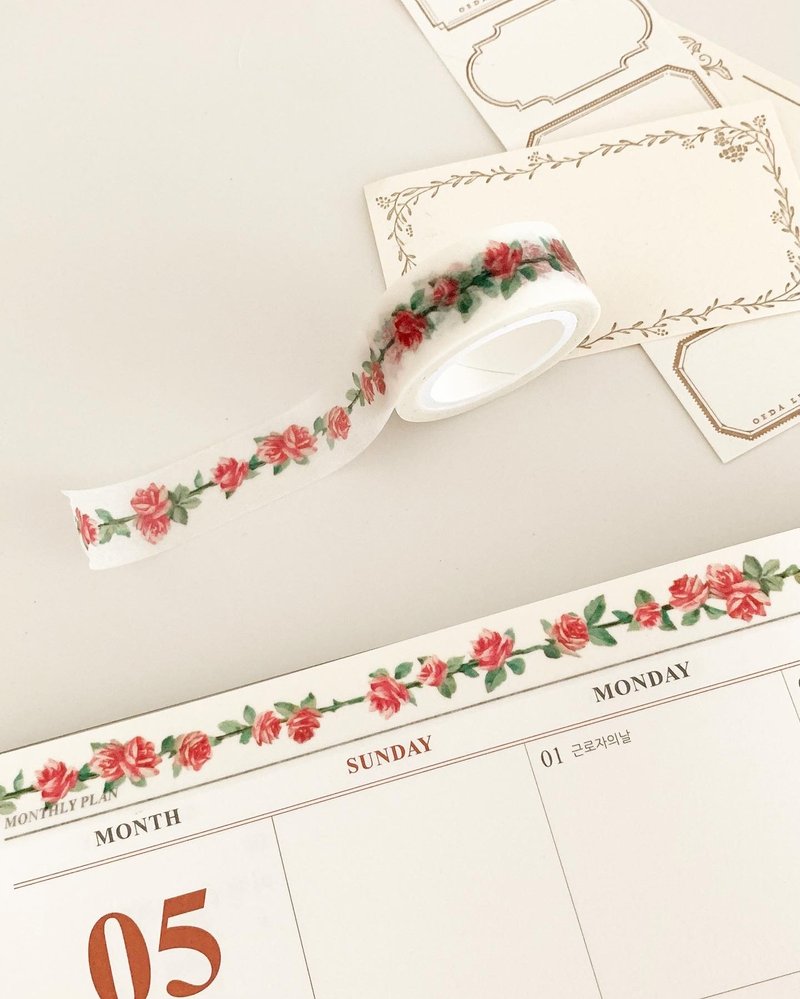 Rosy Washi Tape - 紙膠帶/和紙/PET - 其他材質 