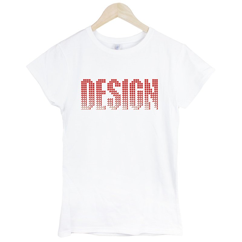 DESIGN-red Delusion Girls Short Sleeve T-Shirt-White Life Text Design Ideas - เสื้อยืดผู้หญิง - ผ้าฝ้าย/ผ้าลินิน ขาว