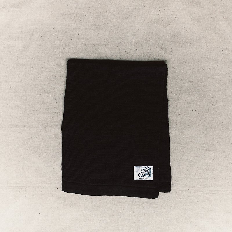 【Rooo Lou × MIDWAY】Osaka Quanzhou Organic Cotton Velvet Facial Towel - Towels - Cotton & Hemp Black
