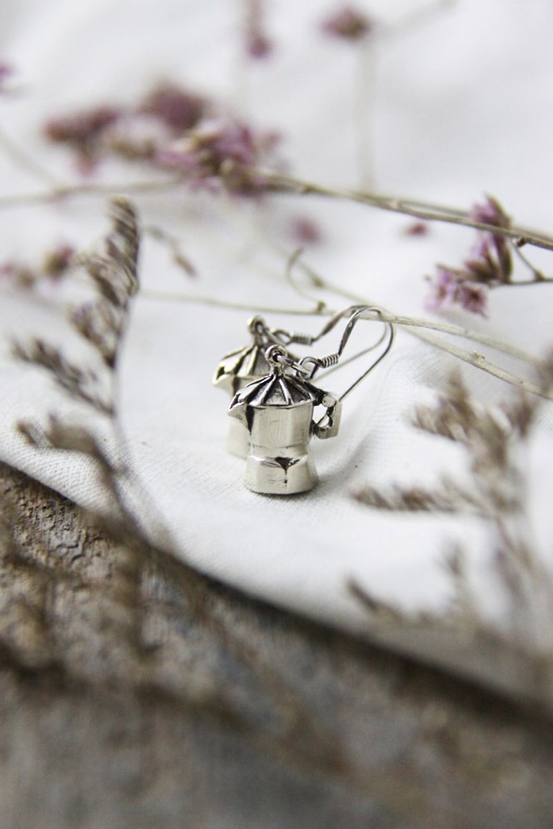 Moka pot earrings by linen. - Earrings & Clip-ons - Copper & Brass 