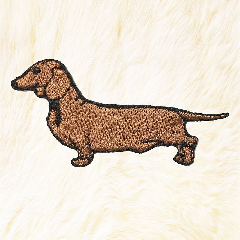 Dachshund Dog Iron on Patch Buy 3 Get 1 Free - Knitting, Embroidery, Felted Wool & Sewing - Thread Brown