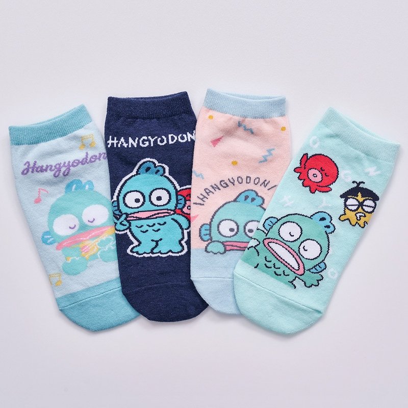 【ONEDER旺達】三麗鷗人魚漢頓直版襪 Hangyodon 台灣製棉襪 - 襪子 - 其他材質 