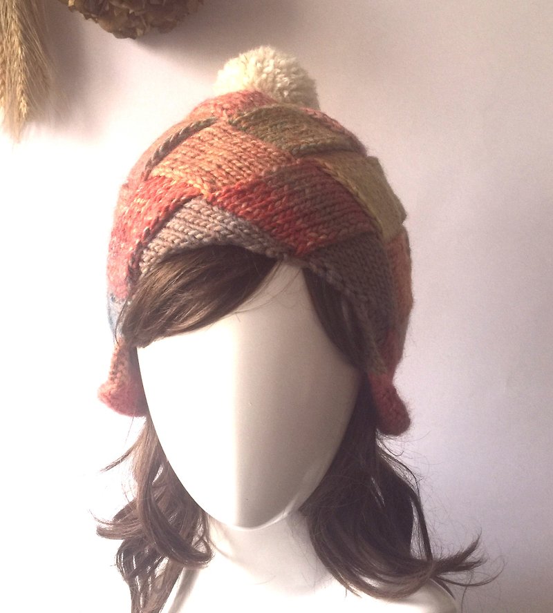 Honestly face the ears warm curly wool hat/wool hat/warm candy color - Hats & Caps - Wool Multicolor