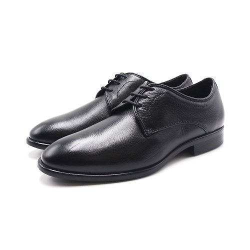 米蘭皮鞋Milano Sollu 巴西專櫃3孔經典素面綁帶皮鞋-黑