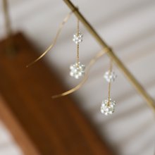 花繡珍珠 手工編織珍珠 波浪長鍊耳環 316L醫療鋼