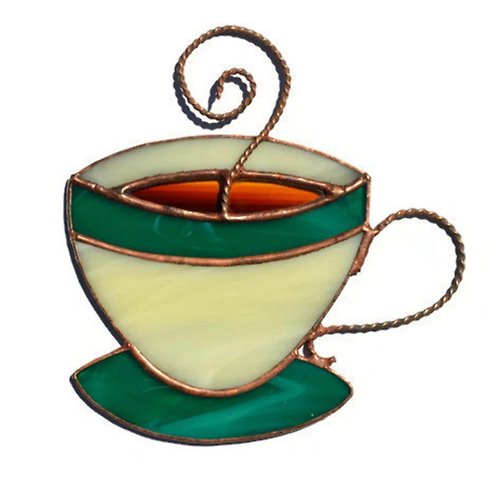 ZangerGlass Cup of Coffee Stained Glass Suncatcher Window or Wall Hanging, Kitchen Art Decor