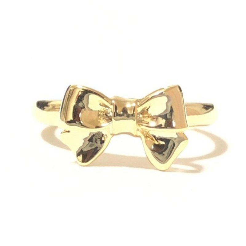 Simple Ribbon Ring (Can also be used as a pinky ring) - แหวนทั่วไป - โลหะ สีทอง