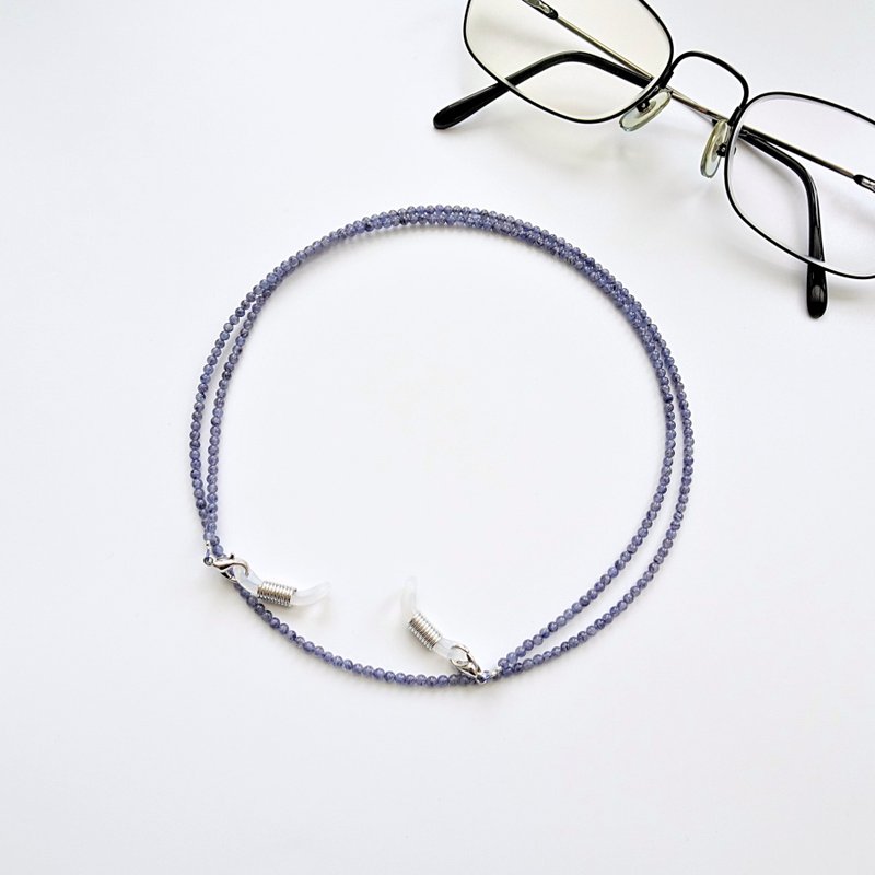 Blue Aventurine Beaded Eyeglasses Holder Chain - Gift for Mom & Dad - สร้อยคอ - เครื่องประดับพลอย สีน้ำเงิน