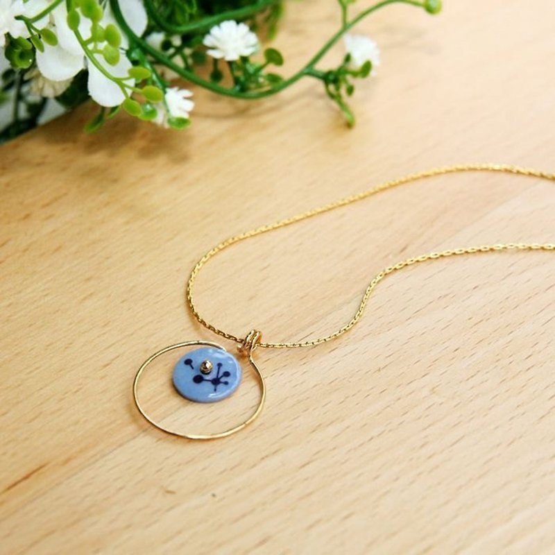 Kedo Porcelain Flower Jewelry Collection Branch One Piece Necklace - สร้อยคอ - เครื่องลายคราม สีทอง