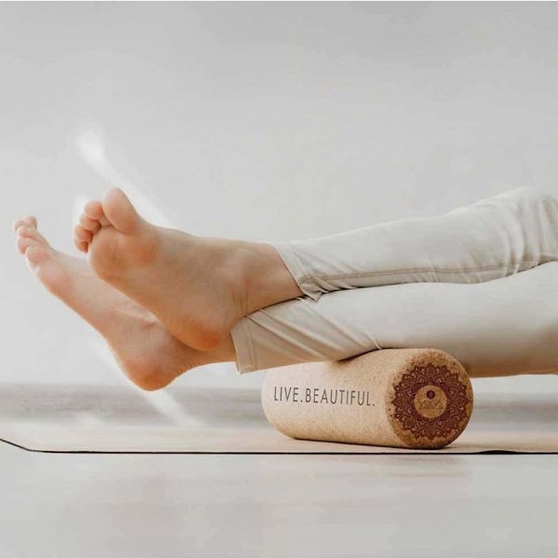 【Yoga Design Lab】Cork Roller Cork Yoga Roller- Mandala Tonal - Fitness Accessories - Cork & Pine Wood Khaki