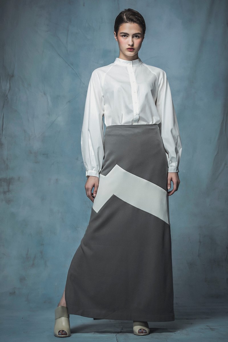 Off-season sale Off-White Paneled Long Dress - กระโปรง - ขนแกะ สีเทา