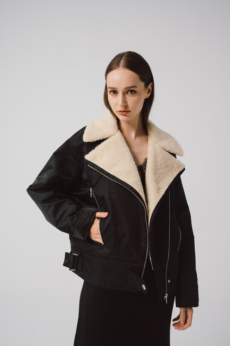 環保女性舒適環保鋪棉飛行外套  (3色) - 外套/大衣 - 聚酯纖維 黑色