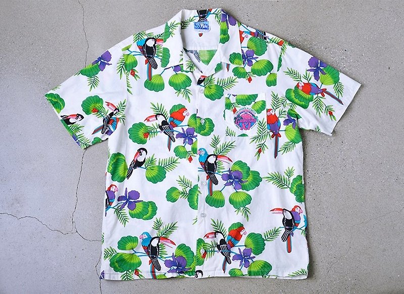 "Vintage Hawaii Shirts Hawaiian Shirt" Colorful Bird HSA09 - เสื้อเชิ้ตผู้ชาย - ผ้าฝ้าย/ผ้าลินิน หลากหลายสี