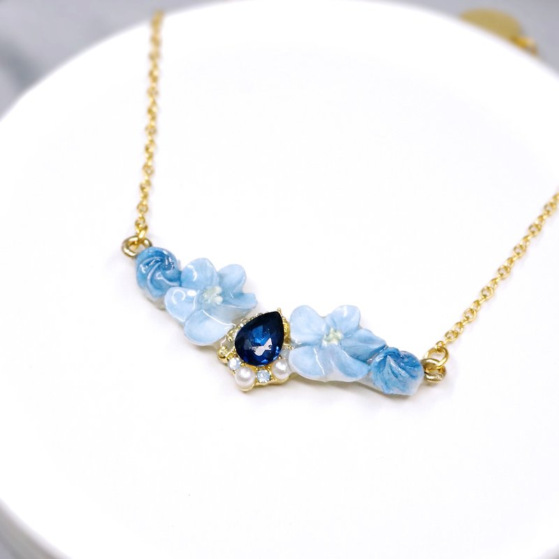 Elegant Rhinestone floral necklace =Flower Piping= Customizable - Necklaces - Clay Blue